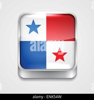 vector 3d style flag icon of panama Stock Vector