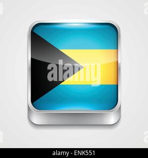 vector 3d style flag icon of bahamas Stock Vector
