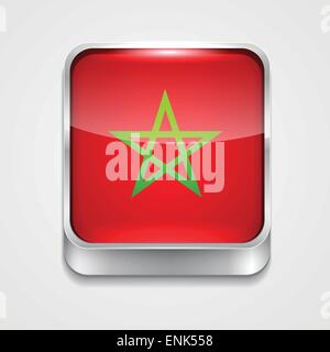 vector 3d style flag icon of morocco Stock Vector