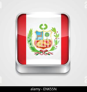 vector 3d style flag icon of peru Stock Vector