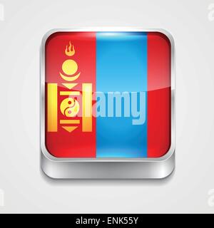 vector 3d style flag icon of mongolia Stock Vector