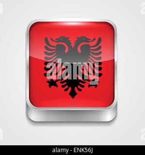vector 3d style flag icon of albania Stock Vector