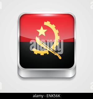 vector 3d style flag icon of angola Stock Vector