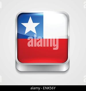 vector 3d style flag icon of chile Stock Vector