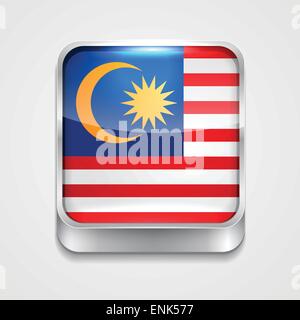 vector 3d style flag icon of malaysia Stock Vector
