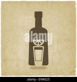 tequila bottle old background - vector illustration. eps 10 Stock Vector