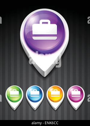 vector suitcase icon in 5 different colors Stock Vector