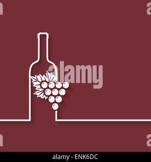 wine menu with bottle and grapes - vector illustration. eps 10 Stock Vector