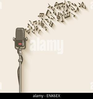 background with retro microphone - vector illustration. eps 10 Stock Vector