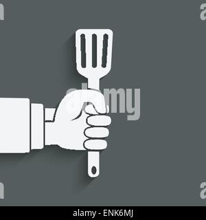 chef hand with turner - vector illustration. eps 10 Stock Vector