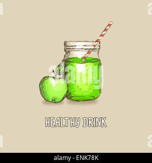 apple healthy drink - vector illustration. eps 10 Stock Vector