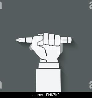 office worker hand with pen - vector illustration. eps 10 Stock Vector