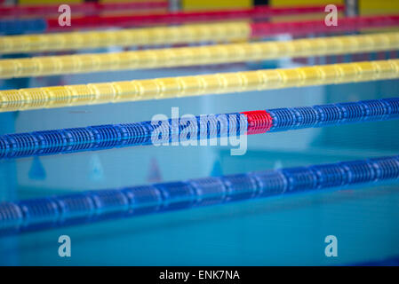 Indoor swimming pool lanes Stock Photo