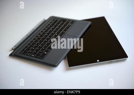 Microsoft Surface Pro 3 PC tablet computer cut out isolated on white background Stock Photo
