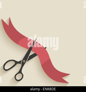 Scissors cut red ribbon - vector illustration. eps 10 Stock Vector