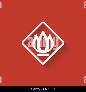 sign fire on red background - vector illustration. eps 10 Stock Vector