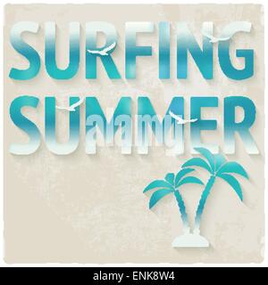 surfing beach summer background - vector illustration. eps 10 Stock Vector