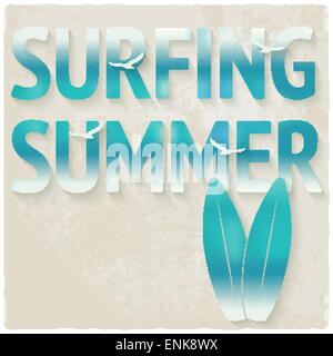 surfing beach summer background - vector illustration. eps 10 Stock Vector
