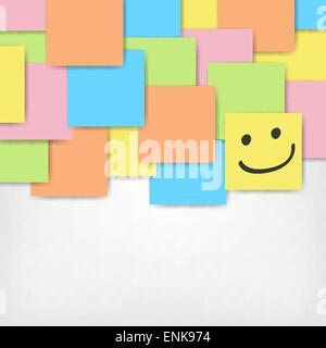 colored stickers background with smile Stock Vector