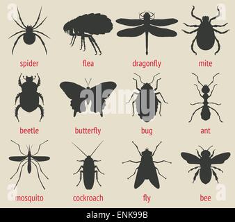 insects icons set Stock Vector