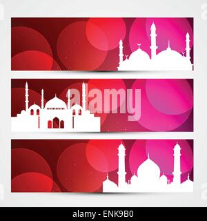 vector colorful set of ramadan and eid headers Stock Vector