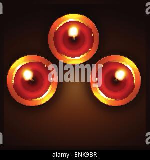 diwali diya from top view illustration Stock Vector