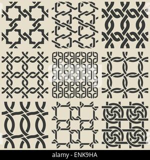 Set of monochrome geometric seamless patterns Stock Vector