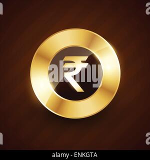 rupee golden coin design with shiny effects vector design Stock Vector