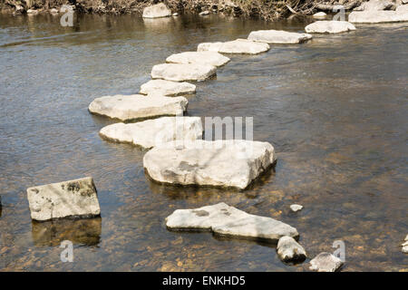 Stepping stones over the river Swale in the Yorkshire Dales Stock Photo