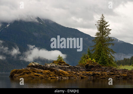 Landscape of Scenery Cove, Thomas Bay, Petersburg, Southeast Alaska. Thomas Bay is located in southeast Alaska. It lies northeas Stock Photo