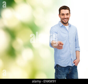smiling man pointing finger at you Stock Photo