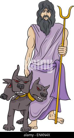 Cartoon Illustration of Mythological Greek God Hades Stock Vector
