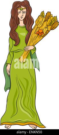 Cartoon Illustration of Mythological Greek Goddess Demeter Stock Vector