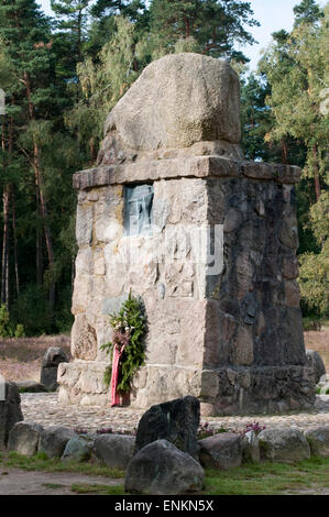 Hermann Loens memorial, Moorland Lueneburger Heide, Lower Saxony, Germany Stock Photo
