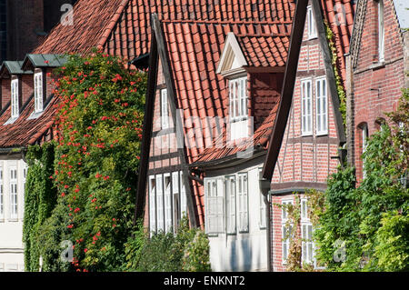 Haeuser in der Altstadtgasse Auf dem Meere, Altstadt, Lueneburg, Niedersachsen, Deutschland |  Houses in street Auf dem Meere, Stock Photo