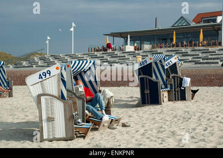 beach chairs on the beach, Norderney, North Sea island, Ostfriesland, Lower Saxony, Germany Stock Photo