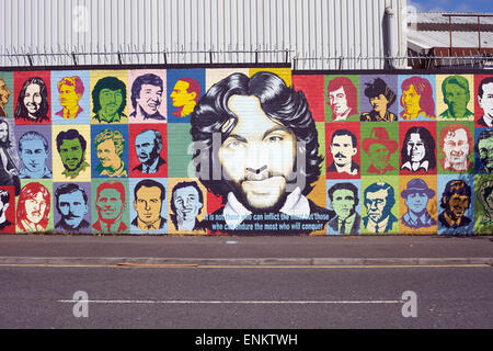 Solidarity Mural, Falls Road, Belfast, Northern Ireland Stock Photo