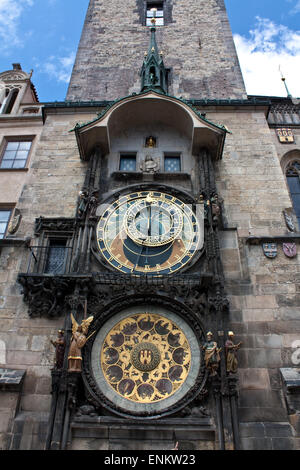 Famous astronomical clock in Prague Stock Photo