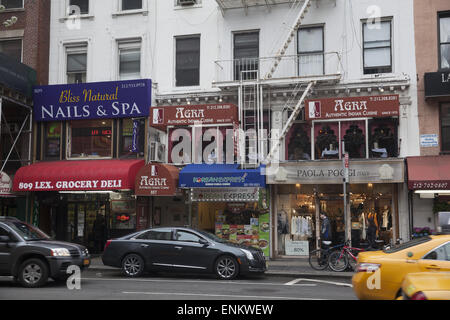Shops along Lexington Avenue on the upper east side in New York City. Stock Photo
