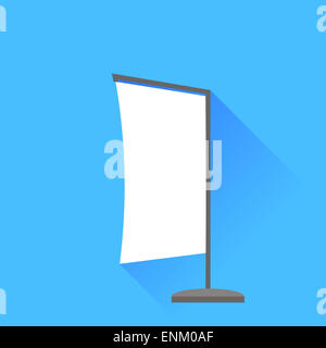Beach White  Banner Isolated on Blue Background. Long. Shadow. Stock Photo