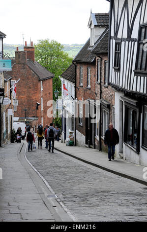 People walking on Steep Hill, Lincoln Stock Photo