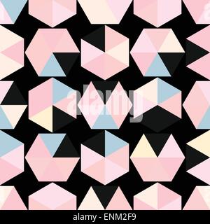 Retro triangles and hexagons light colored background. Vector illustration. Stock Vector