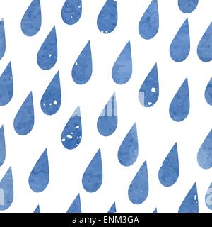 Watercolor rain drops seamless background pattern. Illustration made in vector. Stock Vector