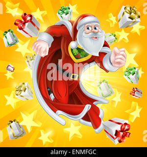 Cartoon Santa Claus Christmas superhero character Stock Photo