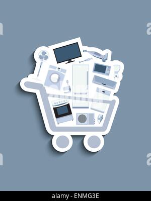 Shopping cart with electronics Stock Vector