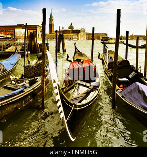 Gondolas moored in the Lagoon Stock Photo - Alamy