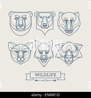 Animals linear art icons. Vector illustration EPS10 Stock Vector