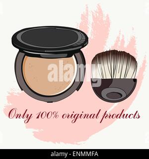face powder and brush. vector illustration for cosmetic banners, brochures and promotional items Stock Vector