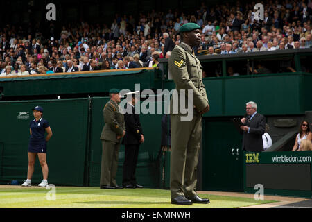 Members of the armed forces during the Mens singles final  The Championships Wimbledon 2014 The All England Lawn Tennis & Croque
