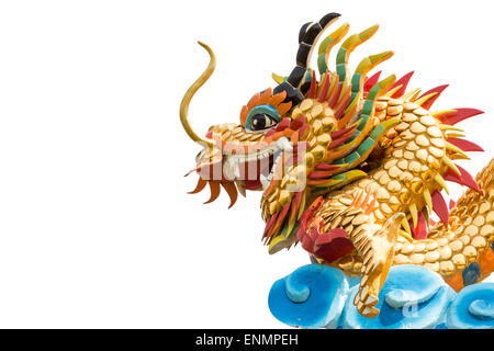 Dragon statue and blank area at left side on isolated background Stock Photo